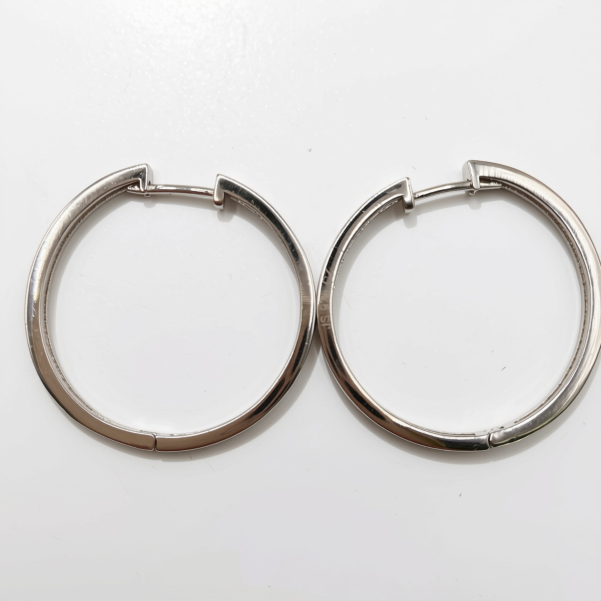 Sterling Silver Clear Stone Set Hinged Hoop Earrings – view 6