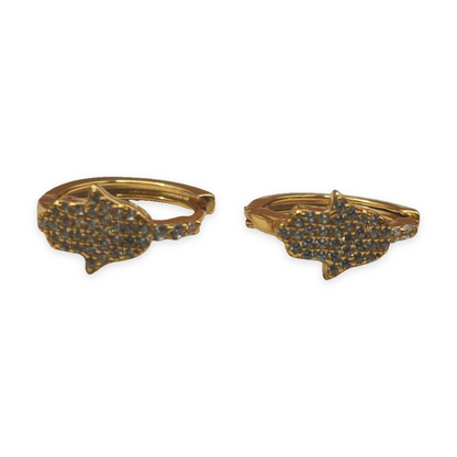 Sterling Silver Yellow Pavé Cubic Zirconia Huggie Hoop Earrings – view 4