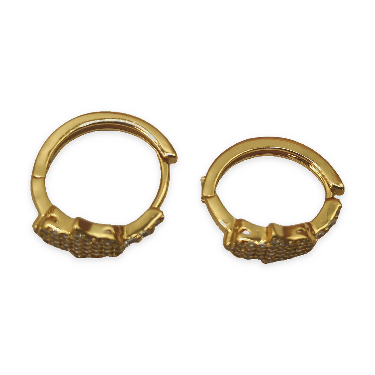 Sterling Silver Yellow Pavé Cubic Zirconia Huggie Hoop Earrings – view 5