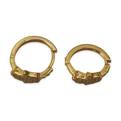 Sterling Silver Yellow Pavé Cubic Zirconia Huggie Hoop Earrings – view 5