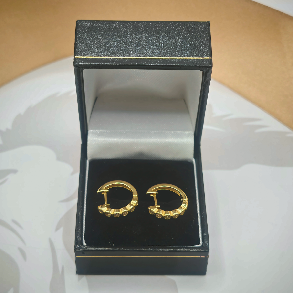 Yellow Gold Plated Cubic Zirconia Huggie Hoop Earrings