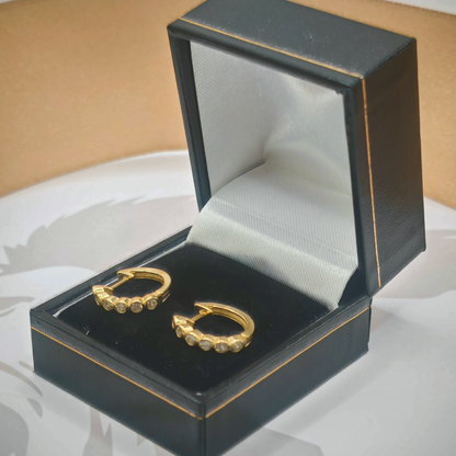 Yellow Gold Plated Cubic Zirconia Huggie Hoop Earrings – view 3