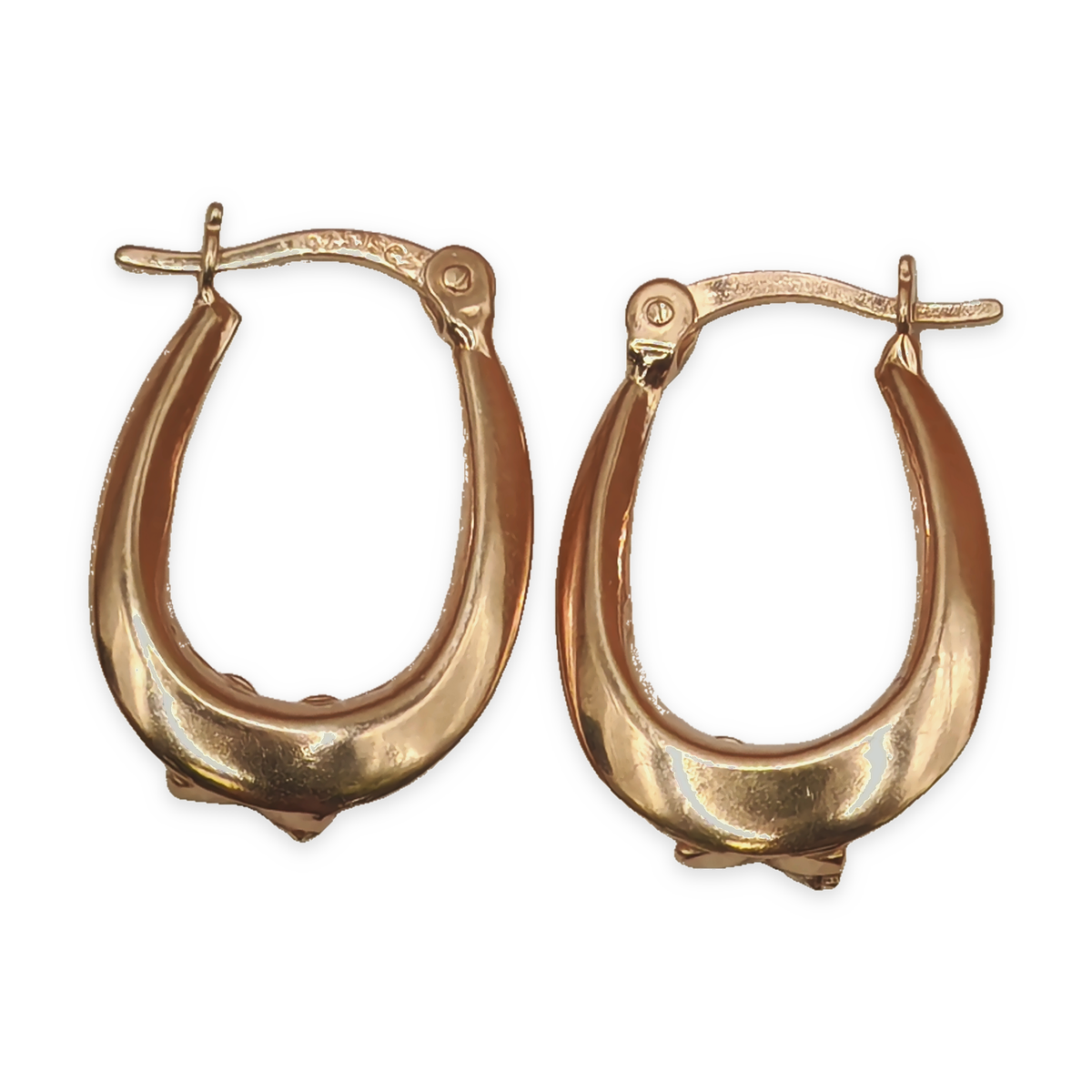 Yellow Gold Tone CZ Bow Detail Oval Creole Hoop Earrings – view 5