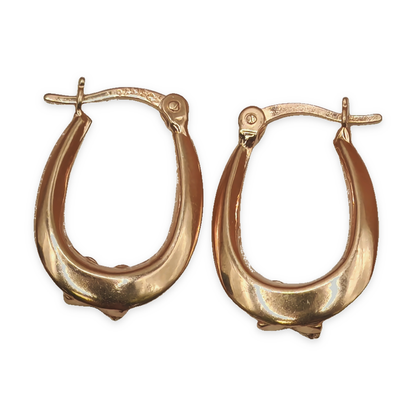Yellow Gold Tone CZ Bow Detail Oval Creole Hoop Earrings – view 5