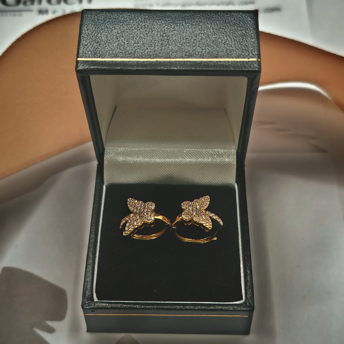Yellow Sterling Silver Pavé Cubic Zirconia Butterfly Huggie Hoop Earrings