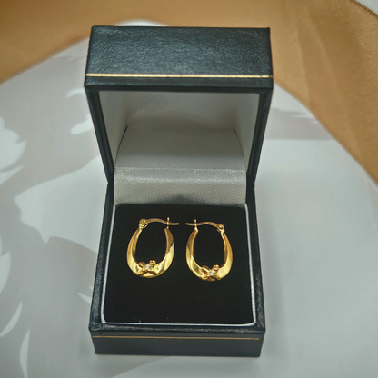 Yellow Sterling Silver Stone-Set Hoop Earrings