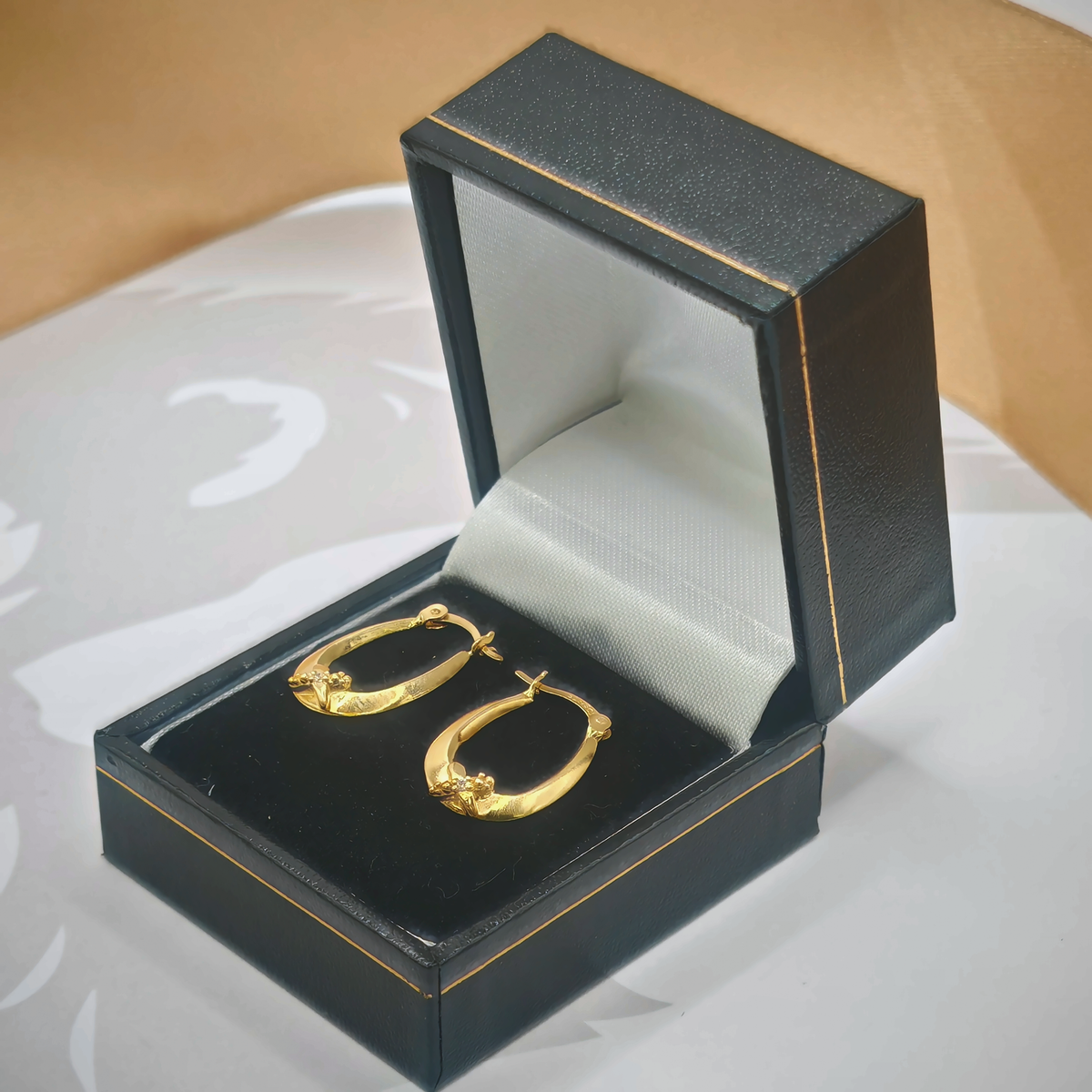 Yellow Sterling Silver Stone-Set Hoop Earrings – view 3